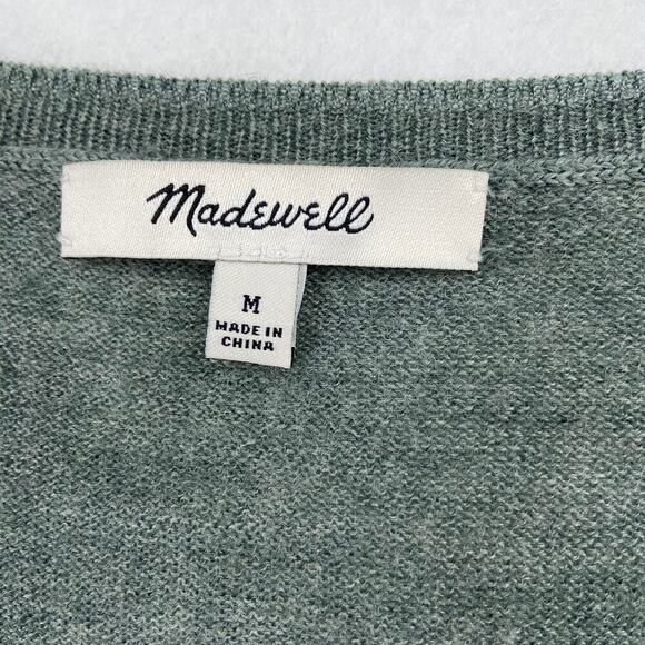 Madewell Merino Wool Sweater Women's Size M Grayish Green High Low Hem - Picture 3 of 11